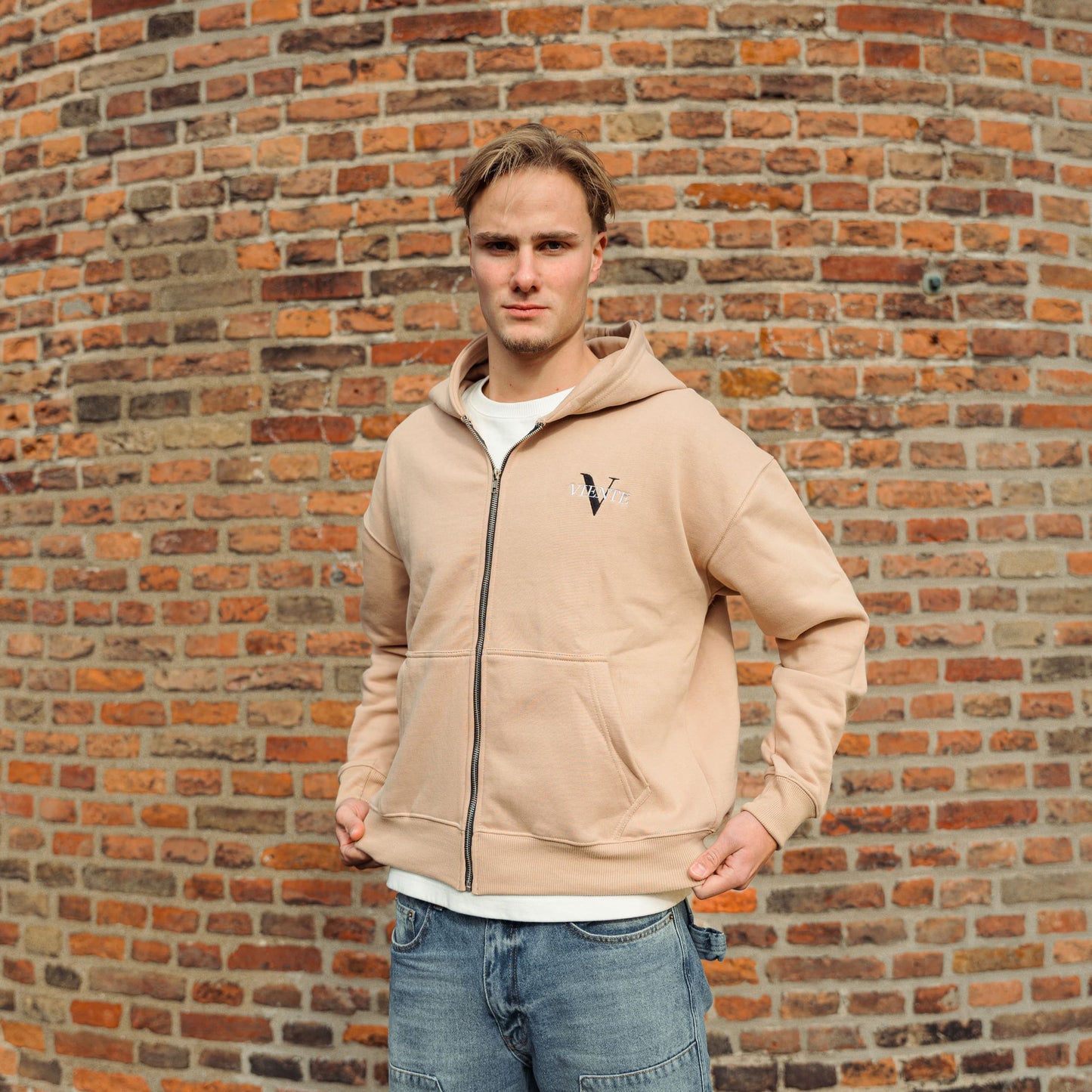 Equal Beige - Full-Zip Hoodie